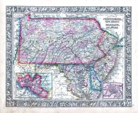 Pennsylvania, New Jersey, Maryland and Delaware, World Atlas 1864 Mitchells New General Atlas